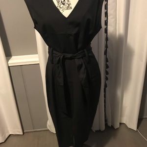 Black midi dress with slit